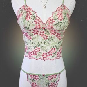 RareVintage Victoria’s Secret Coquette Floral Mesh Lace Cami & Thong M Fairycore